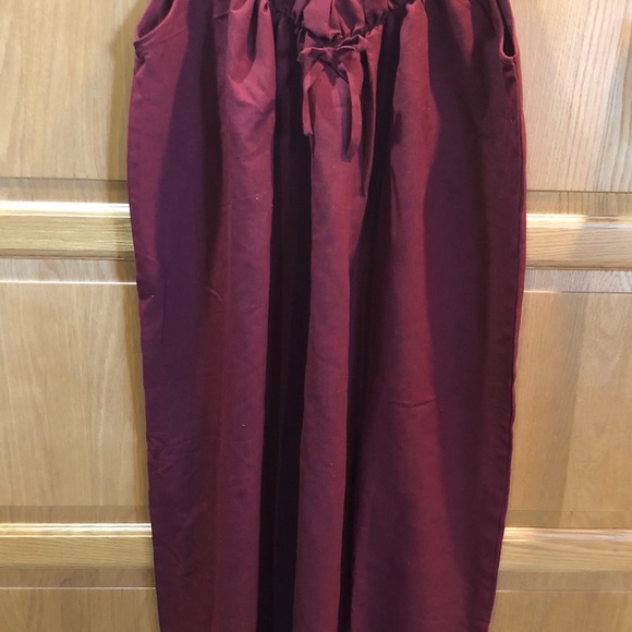 Long Dark Red Maroon Cotton Nightgown - Picture 2 of 3